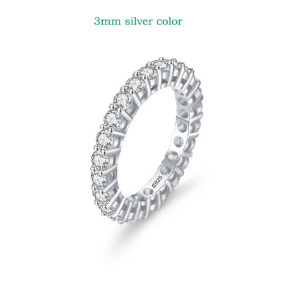 Smyoue 18k Gold Plated 3/3.5mm All Moissanite Diamond Rings for Women Wedding Full Eternity Bands 925 Sterling Silver Jewelry