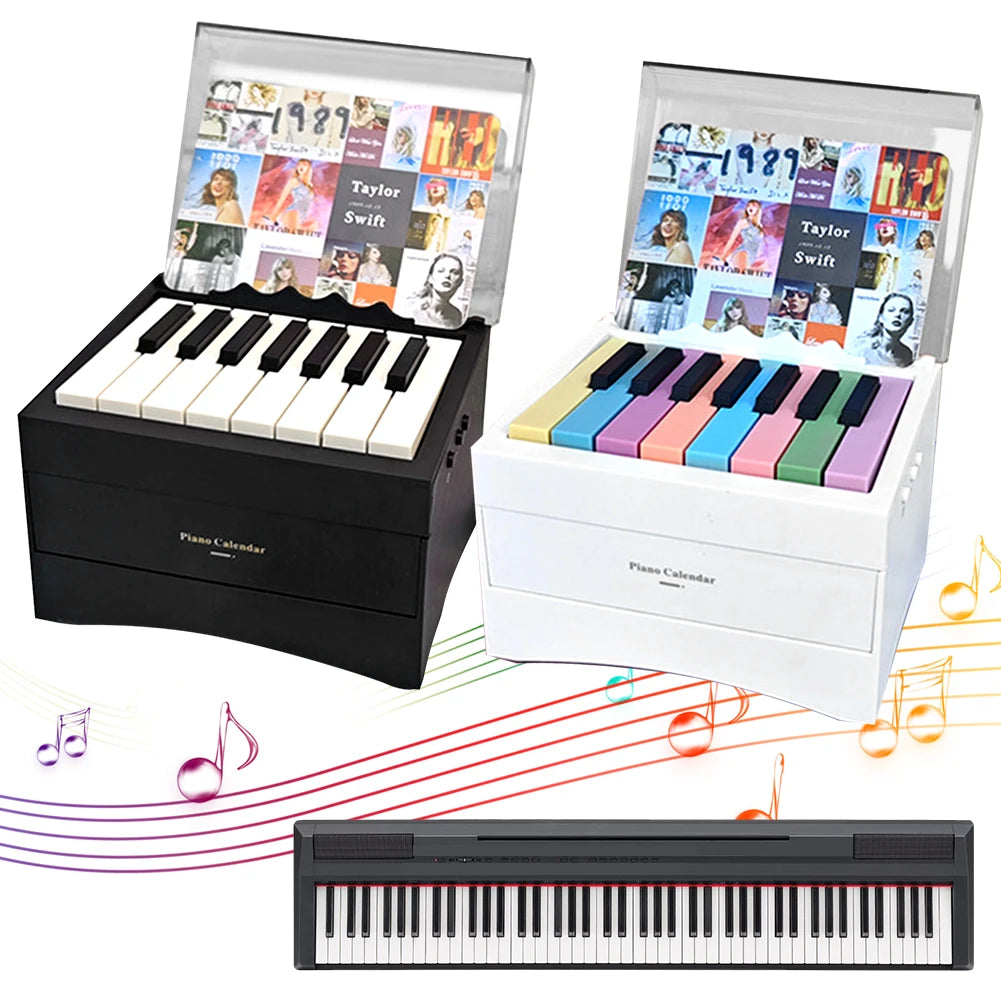 BT Taylor Piano Calendar 2025 Music Sheets Toy Playable Mini 15 Keys Piano Calendar with 27 Music Calendar Cards 52 Songs