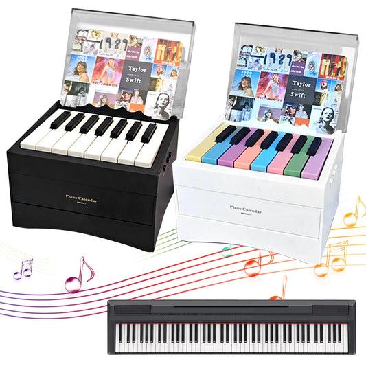BT Taylor Piano Calendar 2025 Music Sheets Toy Playable Mini 15 Keys Piano Calendar with 27 Music Calendar Cards 52 Songs