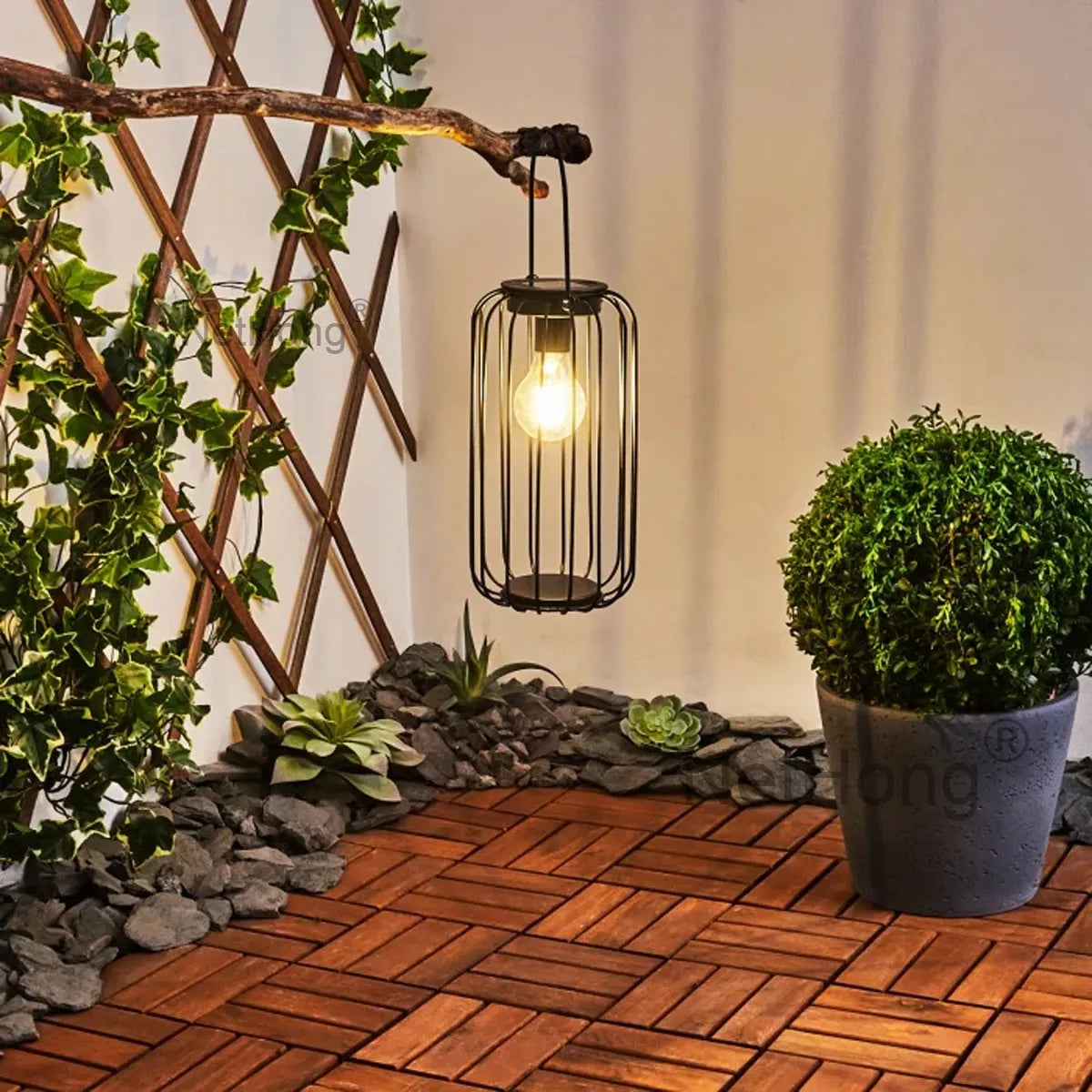 Solar Powered LED Hanging Lanterns Lights Waterproof Outdoor Lawn Lamps~Gardens