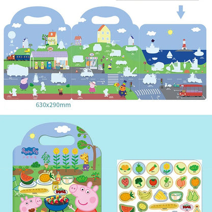 Peppa Pig Jelly Sticker Book Children's Cartoon Sticker Sticker 3-6 Year Old Girl Sticker Quiet Book Educational Toys