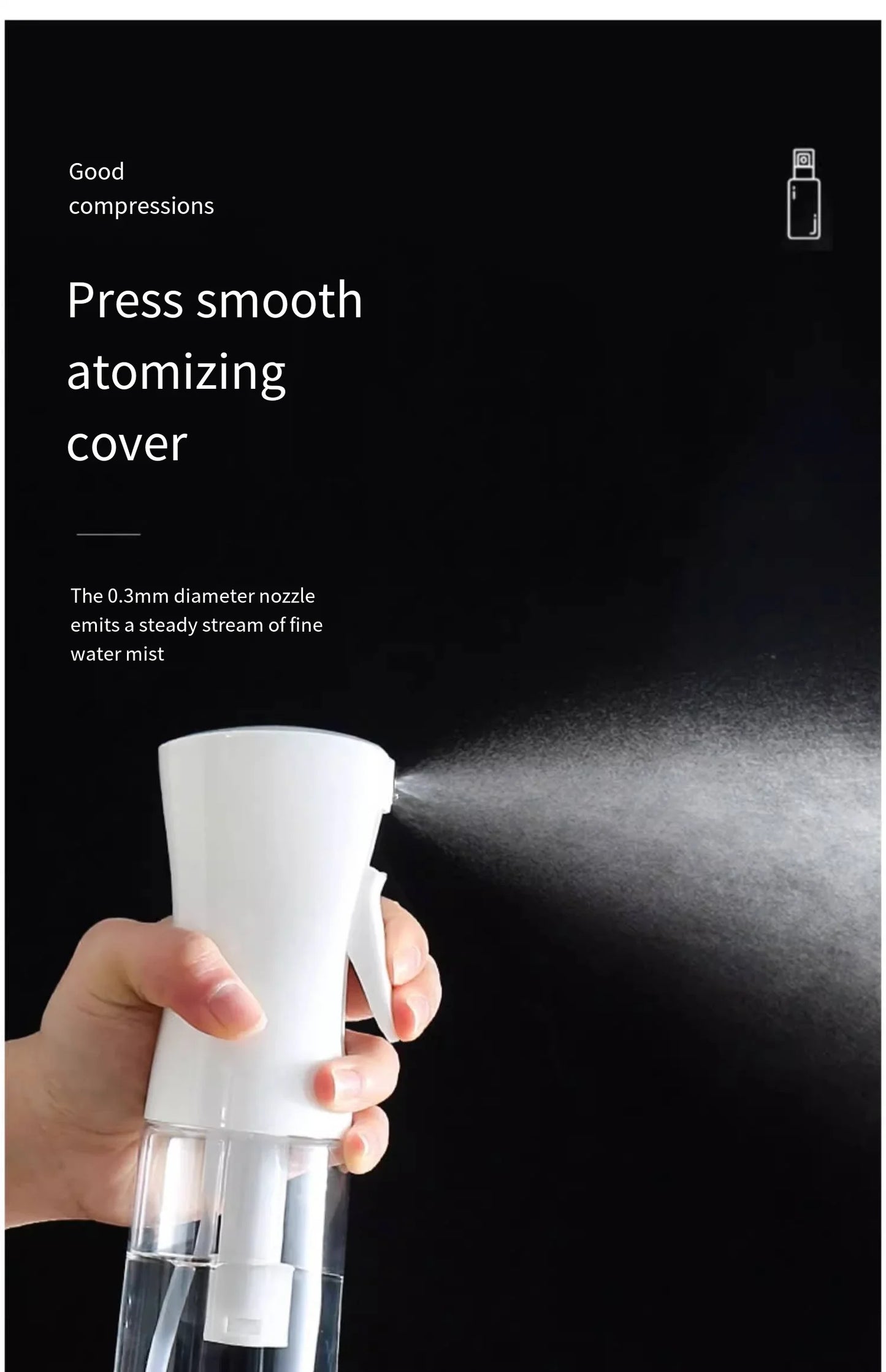 Spray bottle continuous high pressure water refill dilution fine mist atomizing spray bottle pressed refill water bottle size op