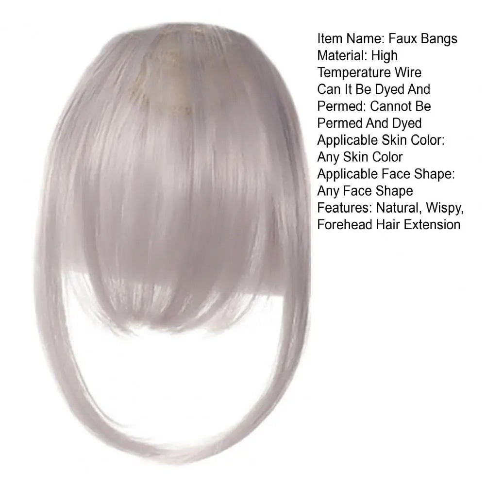 Women Clip-in Bangs Natural Wispy Forehead Hair Extensions Faux French Bangs Girls Straight Air Bangs Fringe Wig Hairpieces