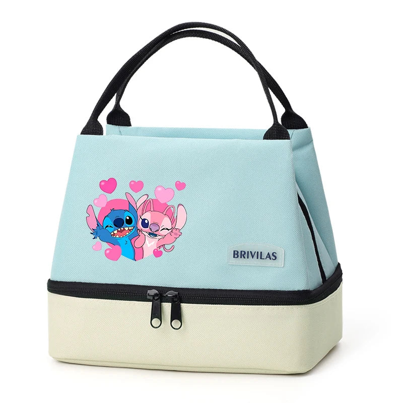 Isolierte Lunchtasche von Stitch, tragbare Aufbewahrungstasche für Lunchboxen, faltbare, isolierte Kühltasche, ideal für Büro, Schule und Picknick