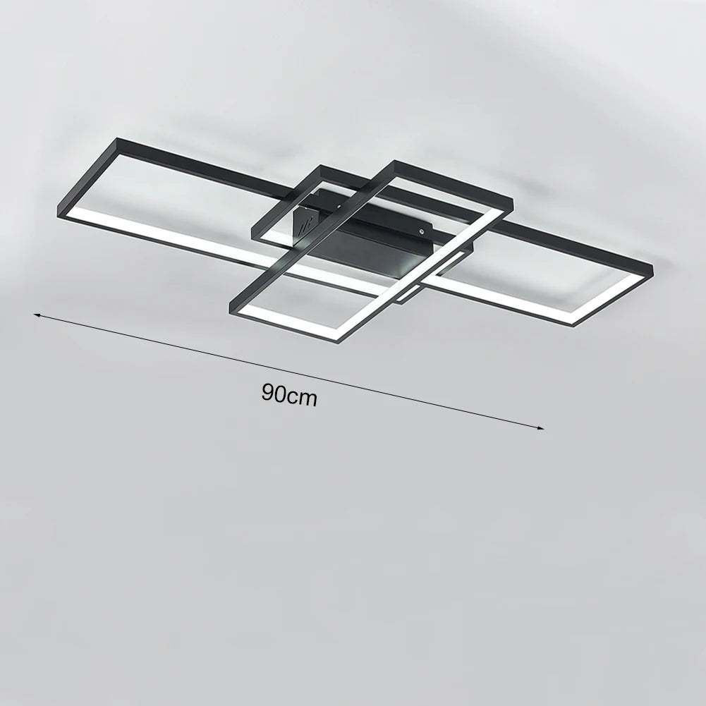 KOMORE Neutral Style Rectangular LED Semi Flush Ceiling Light, Cool White / Stepless Dimming for Office, Living Room