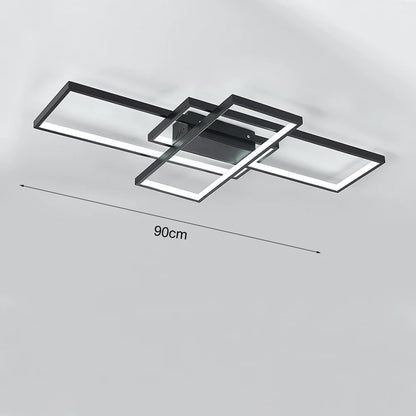 KOMORE Neutral Style Rectangular LED Semi Flush Ceiling Light, Cool White / Stepless Dimming for Office, Living Room