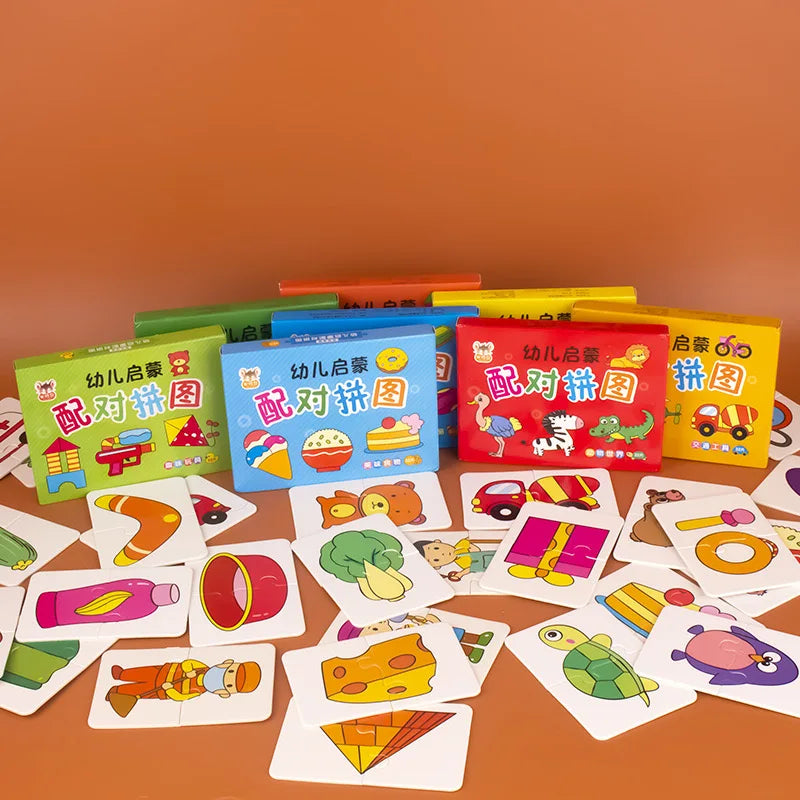 32 Piece Educational Matching Puzzle Cards - Early Learning Cognitive Development Toy for Kids Ages 3-6