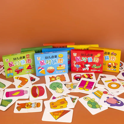 32 Piece Educational Matching Puzzle Cards - Early Learning Cognitive Development Toy for Kids Ages 3-6