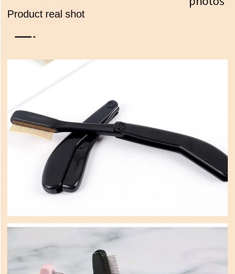 Foldable Ultra-fine Stainless Steel Eyelash Brush Lash Separator Eyebrow Eyelashes Extension Comb Eyelash Curler Makeup Tools