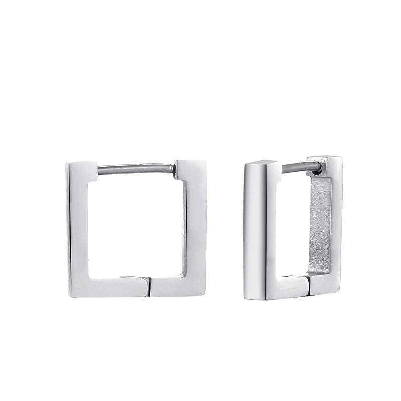 Classic Stainless Steel Hoop Earrings For Women Men Heart Star Oval Rectangle Round Triangle Gold Color Punk Hip Hop Jewelry