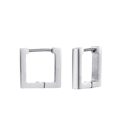 Classic Stainless Steel Hoop Earrings For Women Men Heart Star Oval Rectangle Round Triangle Gold Color Punk Hip Hop Jewelry