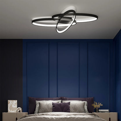 KOMORE Minimalistic Unique Oval LED Semi-Flush Ceiling Light, 76 W Cool White for Office, Living Room, Bedroom, Kitchen, Hallway