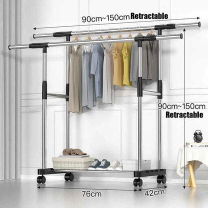 Telescopic Mobile Clothes Rack