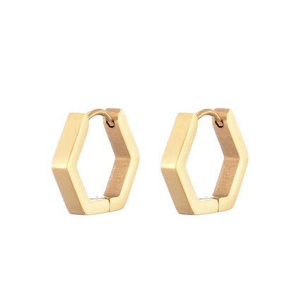 Classic Stainless Steel Hoop Earrings For Women Men Heart Star Oval Rectangle Round Triangle Gold Color Punk Hip Hop Jewelry