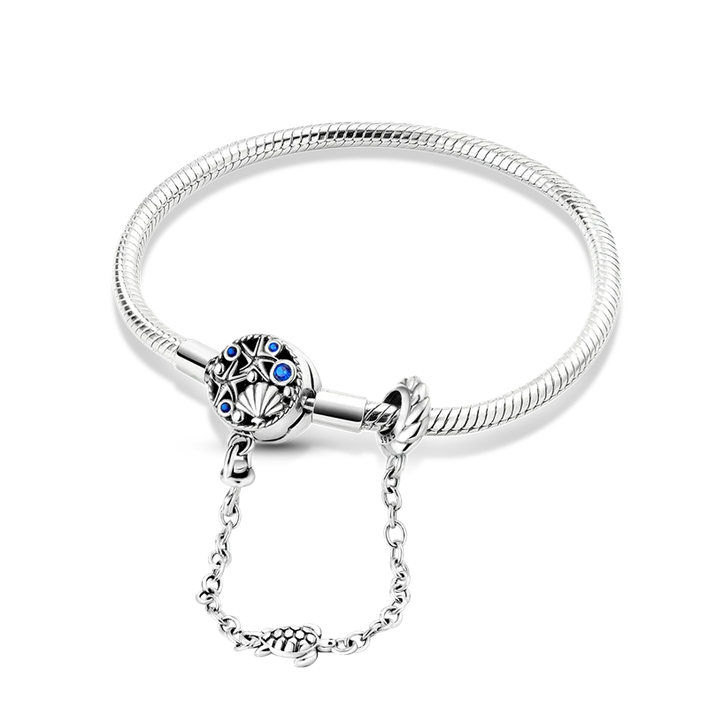 925 Sterling Silver Charm Bracelet - Leaf, Clover, Butterfly & Heart Design | 17-20cm Adjustable