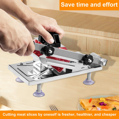 Frozen Meat Slicer Stainless Steel Meat Food Slicer with Anti Slip Suction Cups Thickness Adjustable Meat Cutting Machine