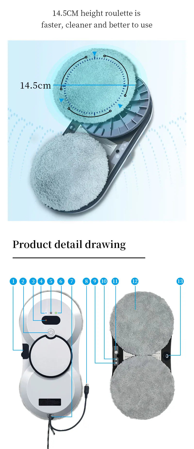 Water spray window cleaning robot intelligent high-rise double-sided brushless motor glass cleaner spray type