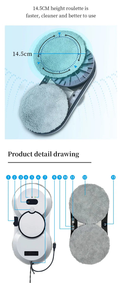 Water spray window cleaning robot intelligent high-rise double-sided brushless motor glass cleaner spray type