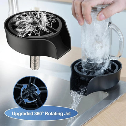 Faucet Glass Rinser High Pressure Automatic Rotating Spout Pull Out Spray Head Bottle Washer Glass Cup Cleaner Sink Attachment