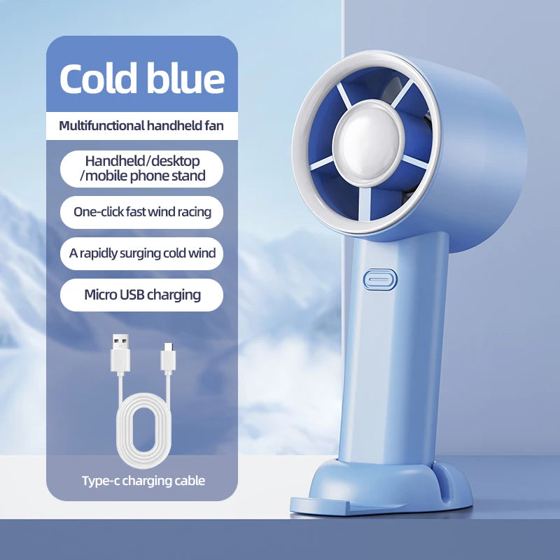 Mini Handheld Fan USB Fast Charging Portable Air Calculating Fan Mute Personal Highspeed Fan for Travel Outdoor Activities