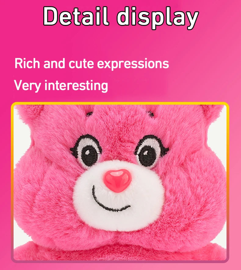 Sanrio Plush Kawaii Carebears Rainbown Bear Plush Anime Hobby Toy Keychain Bag Pendant with Sound Dolls Christmas Birthday Gifts