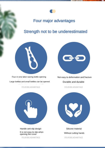 Four-in-One Bottle Opener Kitchen Multi-Functional Can Openers Cans Bottle Opener Non-Slip Labor-Saving Twist Bottle Lid Opener