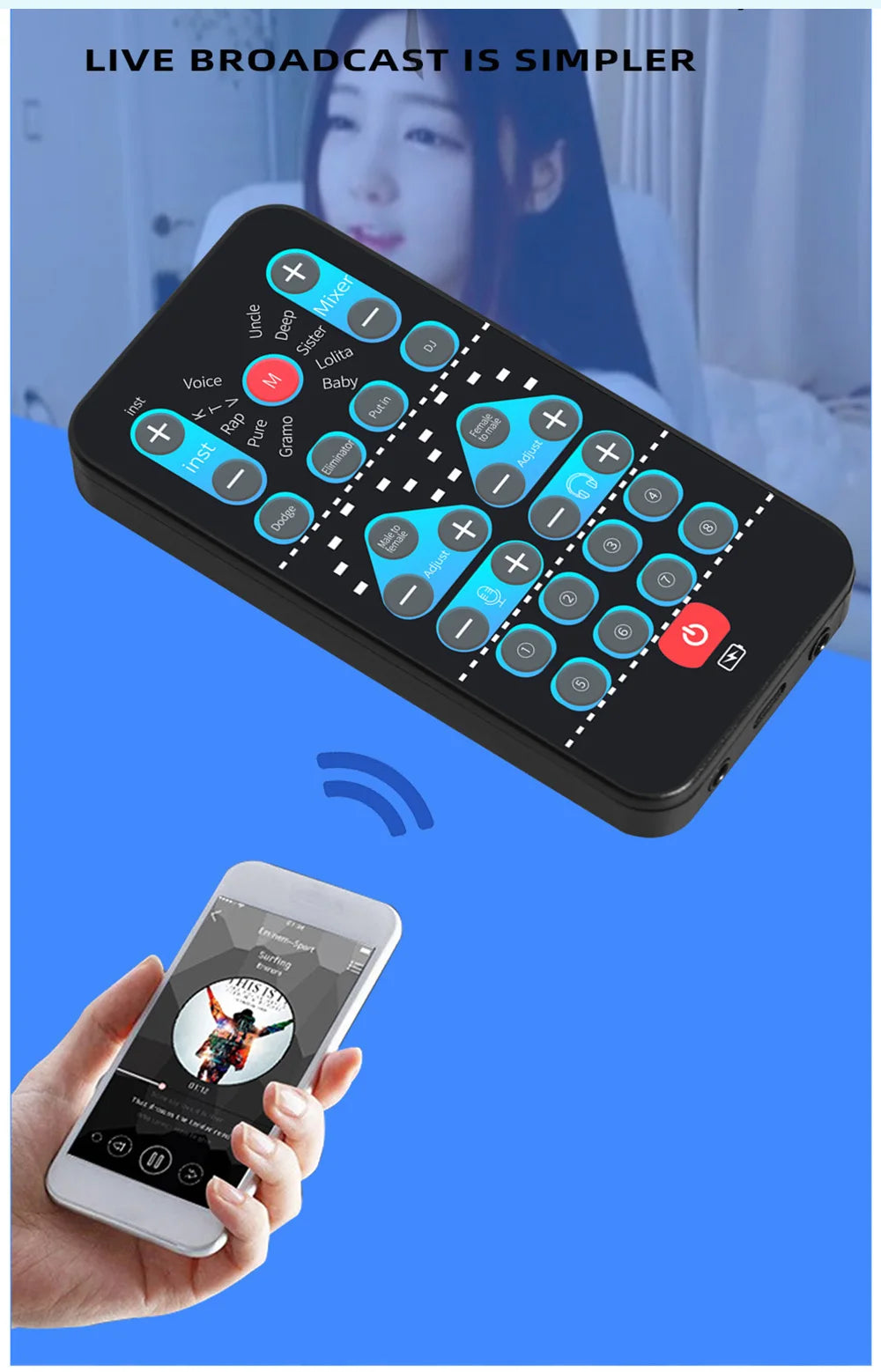 M10 Voice Changer Device Karaoke Function Male Female Voice Switch Universal Portable Sound Changer Card Fine Tuning for Live