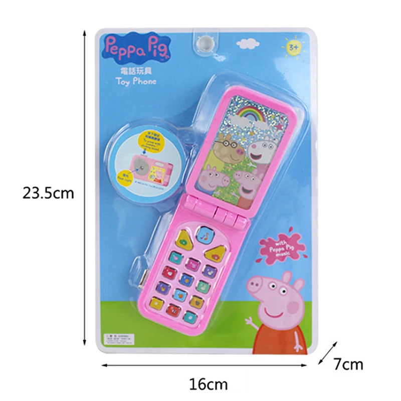 Peppa Pig Simulated Folding Mobile Phone Toys Kids Early Education Toddler Playing House Emulation Sound Light Music Child Gifts