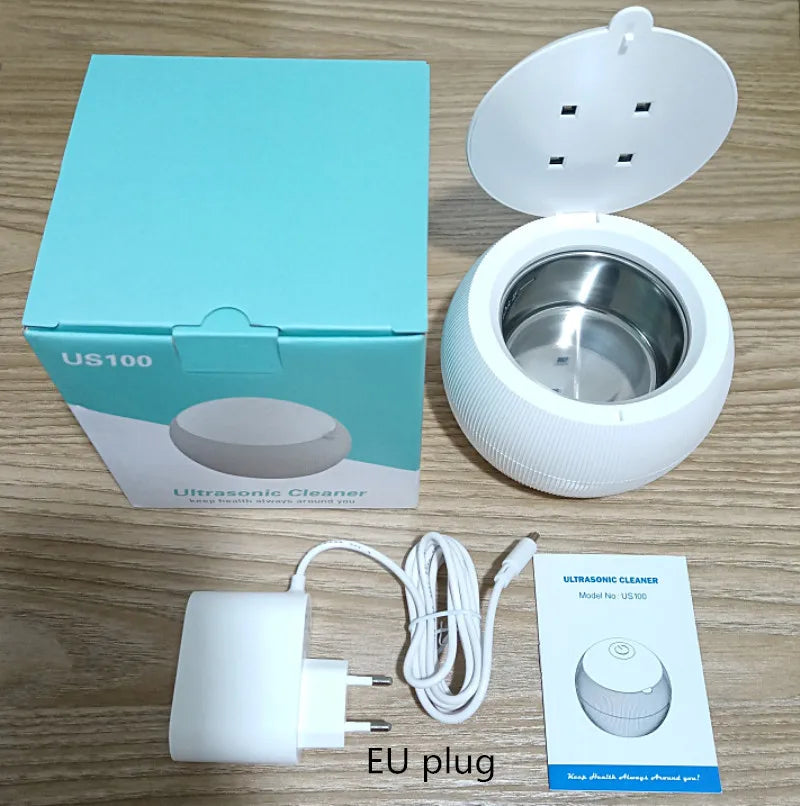 Home appliance mini portable rechargeable denture ultrasonic cleaner with uv sterilizer for daily disinfeciton