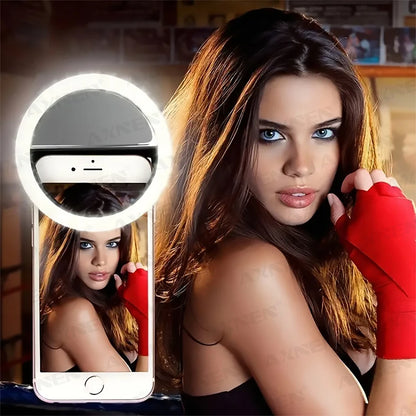 LED Light Ring with USBcharging Phone Lens Selfie Light Mini Circular Fill Light Clip Compatible with iPhone Samsung Xiaomi Poco