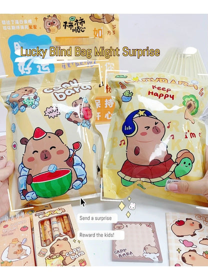 New Creative Capybara Stationery Set Blind Bag Cute Cartoon Pencil Stationery Eraser Learning Supplies Student Prize Gift Suppli