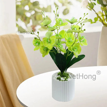 Artificial Flowers Potted 5-branched Phalaenopsis iron wire inside the branches