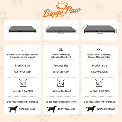 Foldable Pet Bed with Microfiber Leather Cover, Bite Proof Mat, Gray and Brown Color, 3D Technology, L, XL, XXL