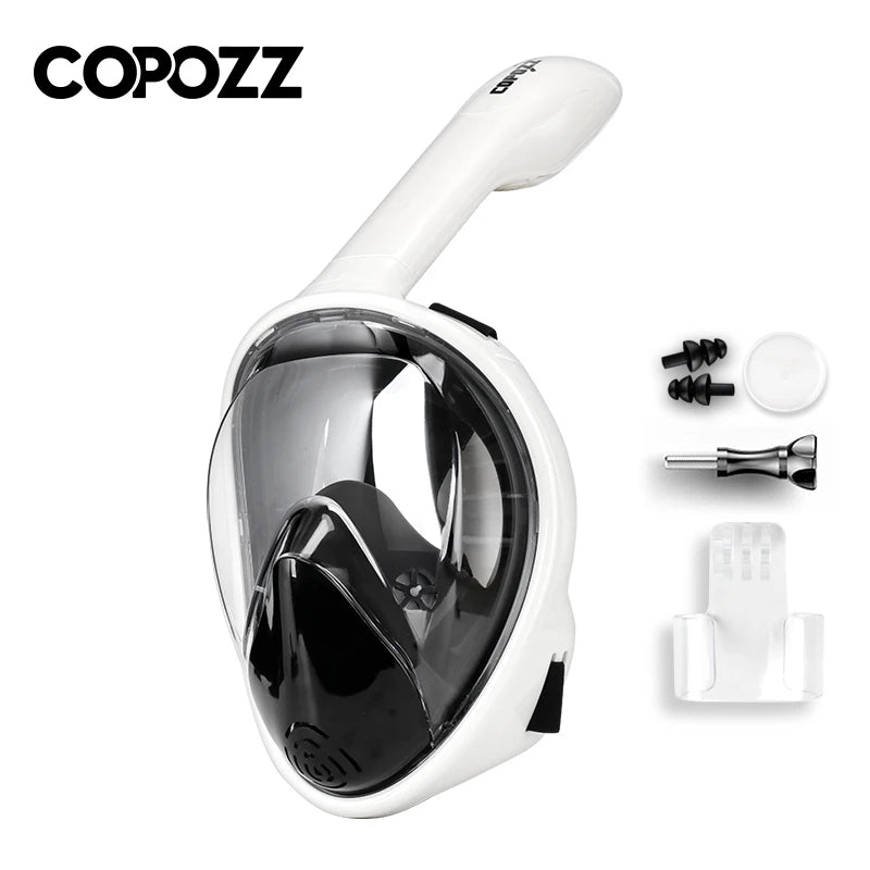COPOZZ Professional Snorkeling Diving Mask Underwater Scuba Full Face Snorkel Mask Anti Fog Goggles for Adult Swimming Equipment