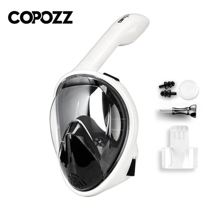 COPOZZ Professional Snorkeling Diving Mask Underwater Scuba Full Face Snorkel Mask Anti Fog Goggles for Adult Swimming Equipment