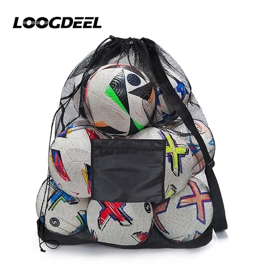 Loogdeel Football Basketball Ball Pack Double Shoulder Storage Pouch Shoulder Net Pocket Bag Training Sports Equipment Bag