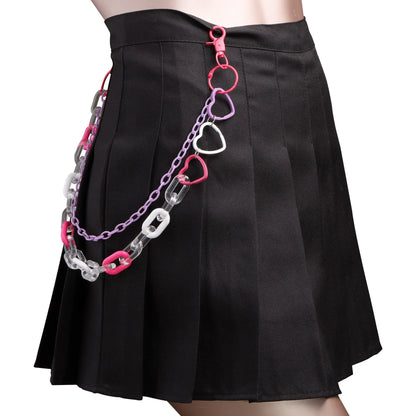 Doulbe Layered Pink Color Strawberry Resin Chain Keychains Women Girls Hip Hop Waist Chain Pants Trousers Chain Bohemian Jewelry