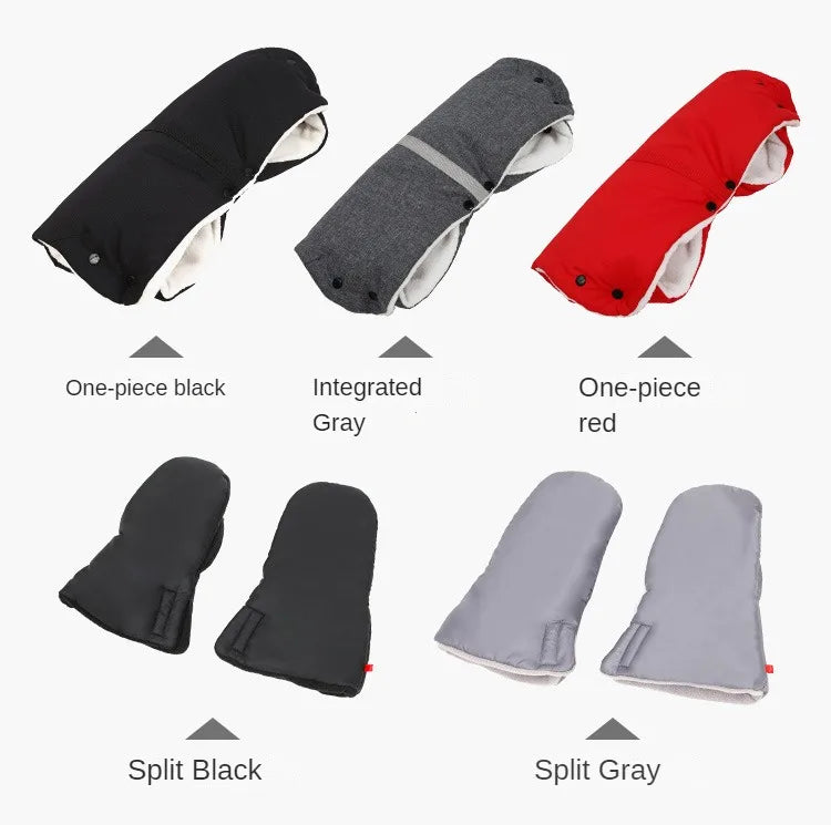 Baby Stroller Gloves Waterproof Warm Winter Antifreeze Mittens With Tissue Phone Bag Transparent Can Be Touch Screen