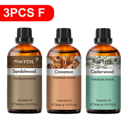 PHATOIL 30ml Lavender Lemon Eucalyptus Sandalwood Bergamot Aromatherapy Essential Oil For Diffuser,Candle Making,DIY Soap & Bomb
