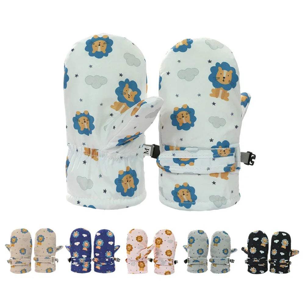 Kids Winter Ski Gloves - Waterproof Cartoon Mittens for Boys & Girls Age 4-6