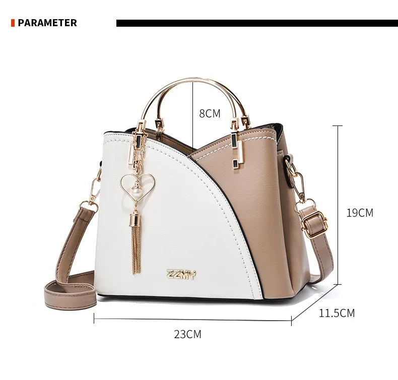 Fashion Women's Bag PU Handbag Retro Style Large Capacity Fashion Shoulder Crossbody Bag Ladies Leather Commuter Bag Shopping