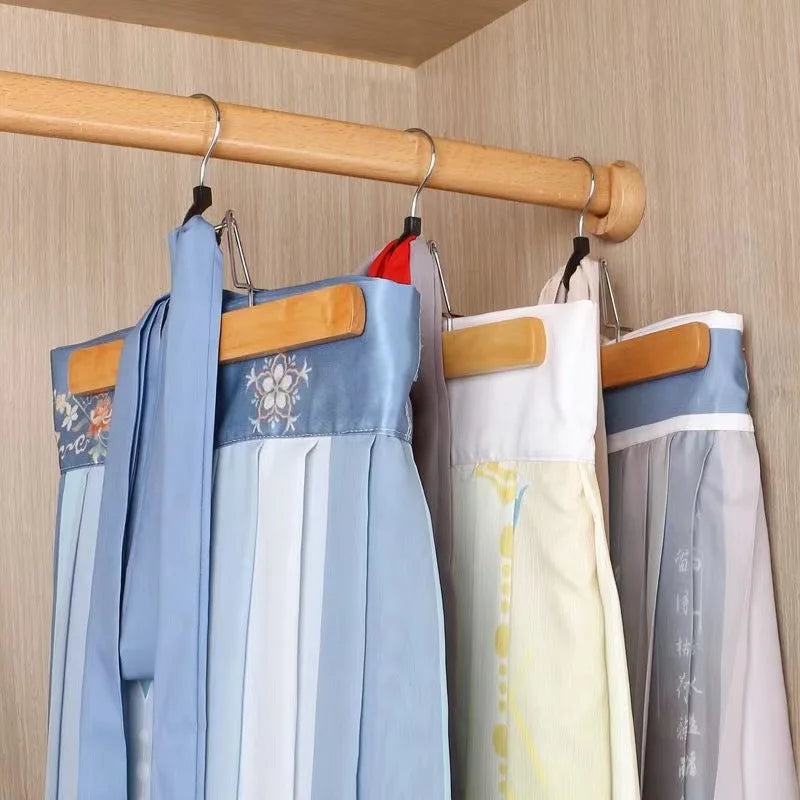 5/10PCS Pants Hanger,Wooden Skirts Clothes Hangers with 360° Swivel Hook for Closet Organizer,Non-slip Sturdy Jeans Trouser Rack