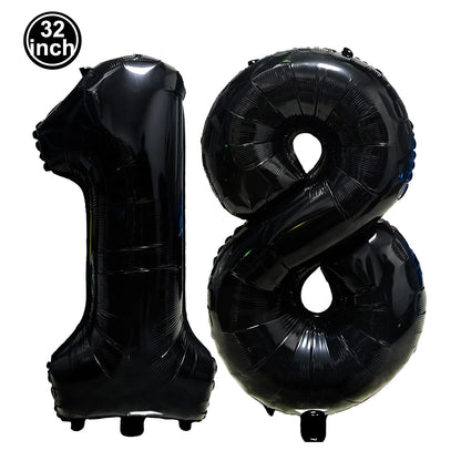 Number 18 Balloon 18 Digit Balloon Eighteen Figure Blue Green 18th Birthday Big Large Red Rose Golden Black Colorful 32inch Ball