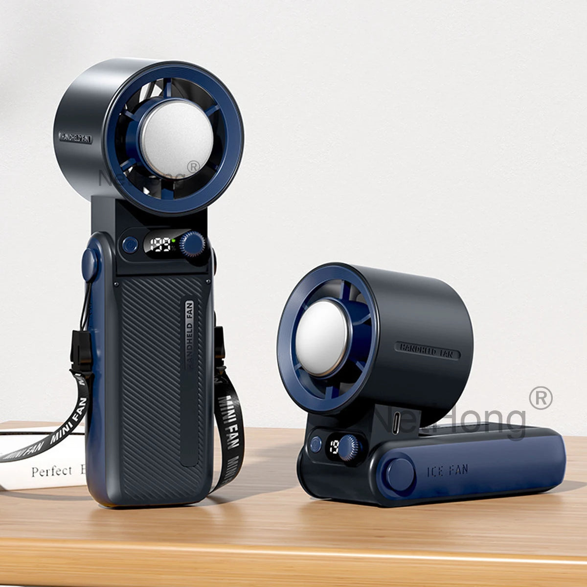 Portable Handheld Digital Turbo Fan 3600mAh Rechargeable 6 Speed Foldable Fan