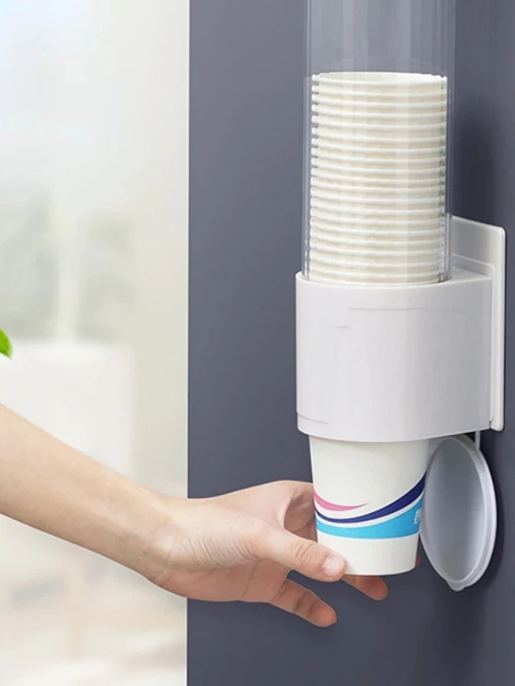 Disposable Paper Cup Remover Automatic Water Dispenser Cup Holder Home Punch-free Wall-mounted Cup Storage Rack