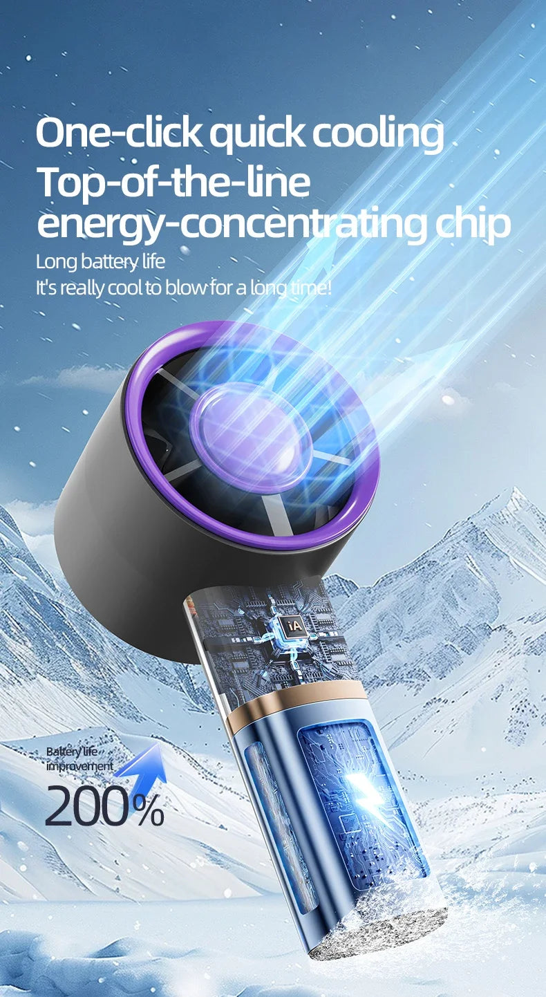 Mini Handheld Fan USB Fast Charging Portable Air Calculating Fan Mute Personal Highspeed Fan for Travel Outdoor Activities