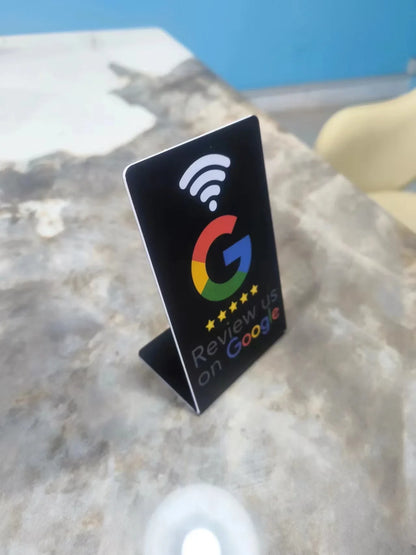 13.56Mhz programmable Google Review Card NFC station table NFC Google Reviews display bending card standing brand bracket