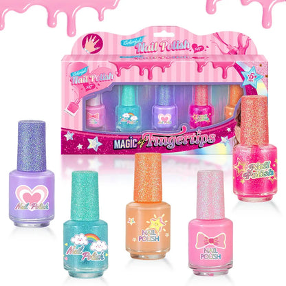 Children's Nail Polish Set 5 Color Safe Non-toxic Water-based Peelable  Girls Princess Dress Up Play House DIY Nail Art Toys
