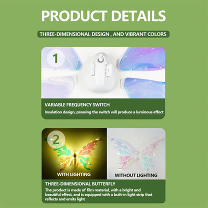 Halloween Children Electric Butterfly Wings Elf Wings Costume Magic Led bats Wing Cosplay Dress Up for Kids Cats Dogs