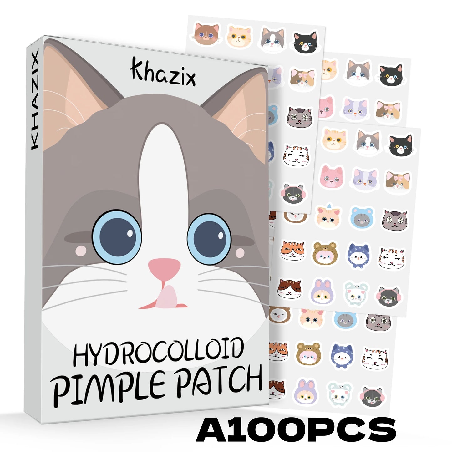 600pieces of cartoon cat acne patches, facial acne patches, concealer acne patches, and pimples patches. Ultra-thin and breathab